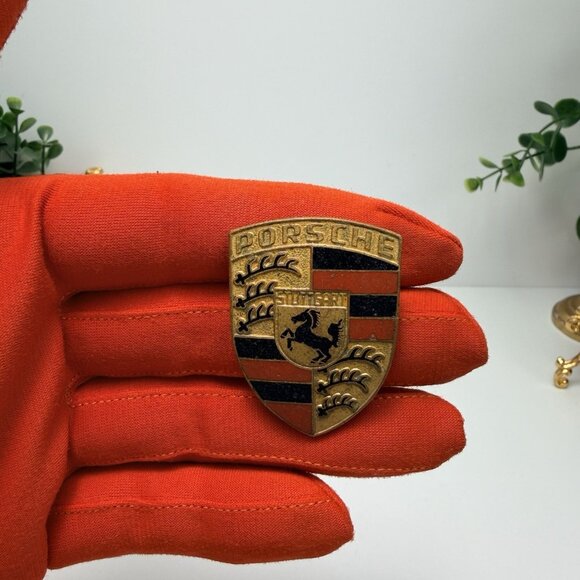 Vintage Original Porsche Hood Crest Badge Stuttgart Emblem - Picture 1 of 8